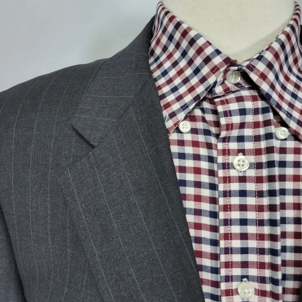 Hickey Freeman Men's Sport Coat Blazer Two Button CH BLK Striped Loro‎ Piana 42L